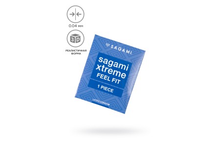 Презервативы Sagami, extreme, feel fit, гладкие, 19 см, 5,1 см, 1 шт.