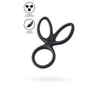 Тройное кольцо на пенис A-TOYS KRAKEN, силикон, черный, 10 см