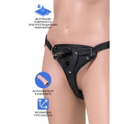 Трусики для страпона TOYFA RealStick Strap-On Emery c TPR насадкой, экокожа, черные