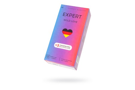 Презервативы EXPERT Wild Love Germany 12шт +(3 бесплатно), ребристые с точками
