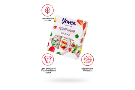 Набор гелей-смазок Yovee для любви (721014+721006+721002), вкусовые (карамель+мята+малина), 3х50 мл