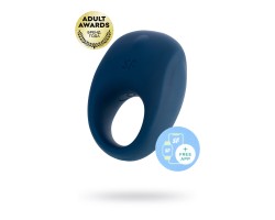Эрекционное кольцо на пенис Satisfyer Strong One Connect App, силикон, синий, 7 см.