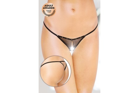 Стринги открытые со стразами SoftLine Collection, черный, S/L