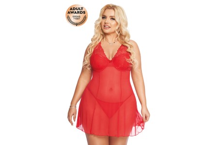 Комбинация и стринги SoftLine Collection Berta, красный, XXXL