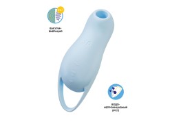 Вакуум-волновой стимулятор клитора с вибрацией Satisfyer Pocket Pro 1, силикон, голубой, 13,9 см