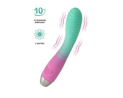 Вибратор с изогнутой головкой Flovetta AZALIA, силикон, мятно-розовый, 20,5 см