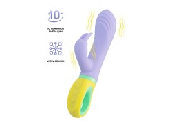 Вибратор для точки G с клиторальной стимуляцией, Flovetta WISTERIA, силикон, фиолетовый, 18,5 см