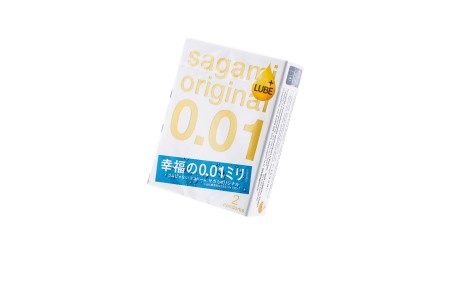 Презервативы Sagami, original 0.01, полиуретан, EXTRA LUB, 2 шт.