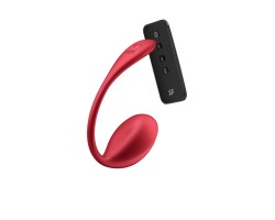 Виброяйцо Satisfyer Shiny Petal Connect App с пультом ДУ, красный, 7,5 см