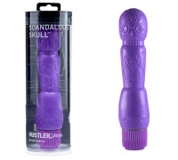 Фиолетовый массажер с гравюрой Scandalous Skull