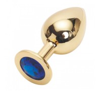 Большая золотистая пробка со стразом Gold Blue L