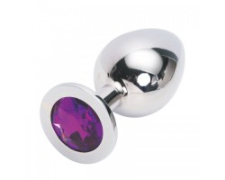 Большая анальная пробка Anal Jewelry Plug Silver Violet L