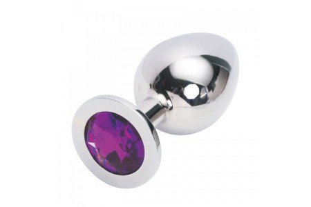 Большая анальная пробка Anal Jewelry Plug Silver Violet L
