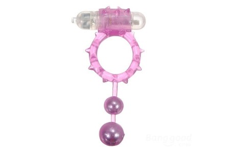 Виброкольцо с 2 утяжеляющими шариками фиолетовое Ball Banger Cock Ring