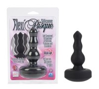 Черный трехуровневый анальный плаг с 10 функциями