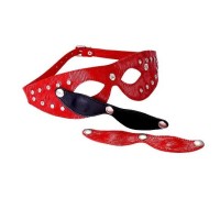 Маска на глаза красная из натуральной кожи