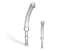 Фаллос из стекла с рукоятью Curve Textured Love Wand