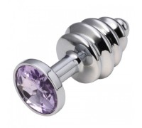 Анальная рельефная пробка Small Silver пурпурная