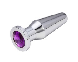Конусная пробка с кристаллом Anal Plug Silver Violet L