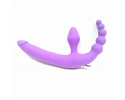 Безремневой страпон с анальным стимулятором фиолетовый