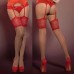 Телесные чулки с красным кружевом Secred Stockings L/XL - фото