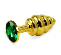 Анальная пробка Gold Small Plug рифленая зеленая