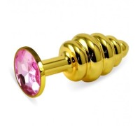 Анальная пробка Gold Small Plug рифленая светло-розовый