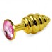 Анальная пробка Gold Small Plug рифленая светло-розовый - фото