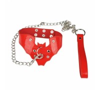 Ошейник с поводком летучая мышь красный