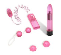 Набор из вибратора и шариков розовый Clear Vibratorkit