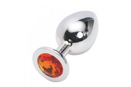 Большая анальная пробка Anal Jewelry Plug Silver Orange L