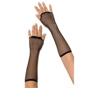 Длинные черные перчатки в сетку