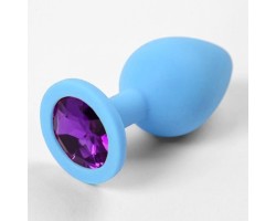 Голубая силиконовая пробка с фиолетовым стразом