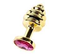 Анальная рельефная пробка Small Gold розовый