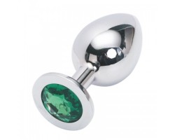 Большая анальная пробка Anal Jewelry Plug Silver Green L