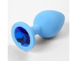 Голубая силиконовая пробка с синим стразом