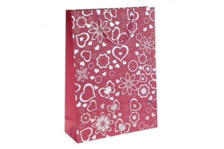 Подарочный пакет Сердечки розовый 28 х 38 см