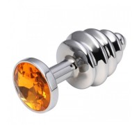 Анальная рельефная пробка Small Silver оранжевая