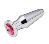 Конусная пробка с кристаллом Anal Plug Silver Fuchsia L