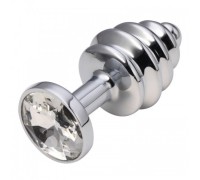 Анальная рельефная пробка Small Silver кристалл