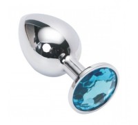 Анальная пробка из алюминия с кристаллом Silver Blue M