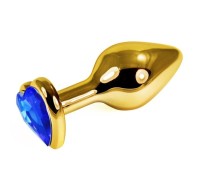 Втулка из стали с синим кристаллом в виде сердца Gold Blue