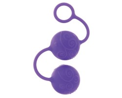 Яркие фиолетовые силиконовые вагинальные шарики с рисунком Posh