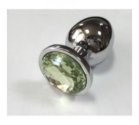 Анальная пробка из алюминия с кристаллом Silver Green L