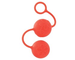 Яркие силиконовые вагинальные шарики с цветками оранжевые