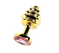 Анальная рельефная пробка Small Gold нежно-розовый