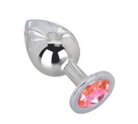 Большой плаг из стали с кристаллом Pink Bubble Gum