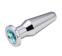 Конусная пробка с кристаллом Anal Plug Silver Light Blue L