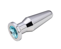 Конусная пробка с кристаллом Anal Plug Silver Light Blue L