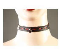 Черный ошейник декоративный со стразами и колечком